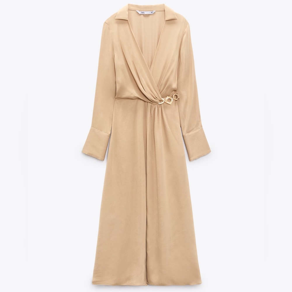Zara Satin Effect Midi Dress NWT